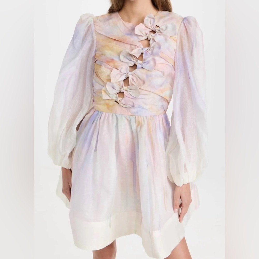 KARLIE Rythmic Knot Mini Dress in rainbow